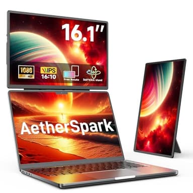 Laptop Screen Extender Portable Monitor, Dual 16.1" 1080P FHD Frameless Screen, Detachable Monitor Extender for Laptop, Fit for 13-17" Laptops, Compatiable with Windows/Mac/Chrome/Android (N2-16.1") - Image 1