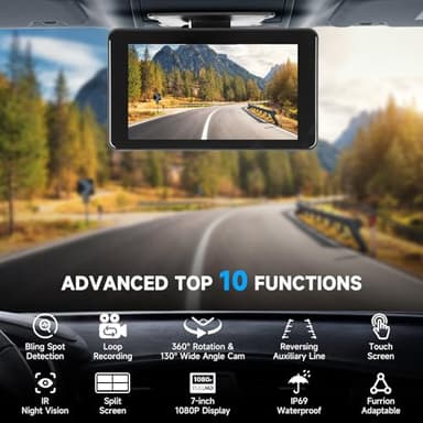 Wireless Backup Camera for Truck. Rv - Vehicle Backup Camera with 7'' 1080P HD Monitor - IP69 Waterproof Reverse Camera with BSD Alert and Night Vision for Car, Van, SUV, Trailer and Camper - Image 2