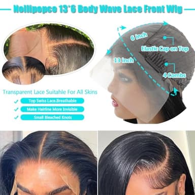Nollipopco 30inch 13x6 Body Wave Lace Front Wigs Human Hair 200 Density HD Lace Frontal Wigs Pre Plucked with Baby Hair 12A Glueless Frontal Wigs for Black Women - Image 4