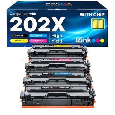 E-Z Ink Compatible 202X Toner Cartridges High Yield with Chip Replacement for HP 202X Toner 202A CF500X CF500A to Use with HP Color Pro MFP M281fdw M281cdw M281fdn M254dw M254 M281 (4-Pack) - Image 1
