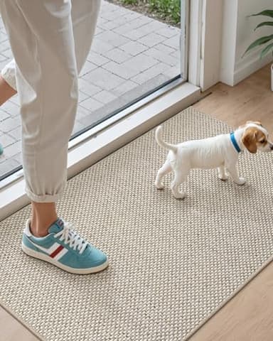 DEXI Door Mat Inside Entrance 24x36, Ultra Non Slip Rubber Backed Dirt Trapper, Low Profile Thin Welcome Doormat, Absorbent Easy Clean Entry Mats for Entryway, Patio, Beige - Image 9