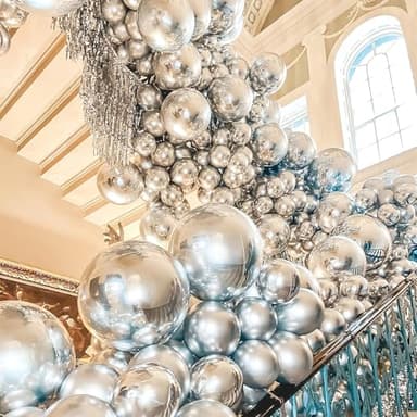PartyWoo Metallic Silver Balloons 155 pcs Different Sizes Pack of 18 12 10 5 Inch Chrome Silver Balloon Arch Kit Garland for Graduation New Year Wedding Birthday Party Decorations Silver-G102 - Image 5