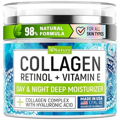 Collagen Cream for Face with Retinol & Hyaluronic Acid - Face Moisturizer for Women & Men - Skin Tightening & Firming - Anti Aging Daily Face Moisturizer in an Airless Pump - Intense Hydration - 1.7oz - Image 1