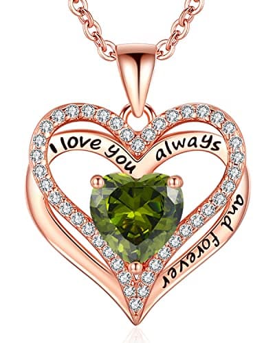 S925 Sterling Silver Necklace for Women, Jewelry for Mom, Birthday Gifts for Wife, Girlfriend Anniversary Necklaces, Daughter Heart Love Jewel, Gift for Her, Aug - Image 1