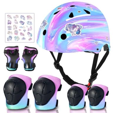 ETEETOW Adjustable Gradient Color Kids/Toddler Bike Helmet for 1-2-3-5-8-14 Years Boys Girls,Skateboard Helmet with Knee and Elbow Pads Wrist Guard Roller Skates,Cycling,Skating Scooter Longboard - Image 1