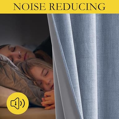 NICETOWN Stone Blue Vintage Linen 100% Blackout Curtains for Living Room, Thermal Insulated Curtains 84“ Long, Noise Reducing Window Treatment Drapes for Hall Room, 52" Wide Per Panel, Set of 2 - Image 6