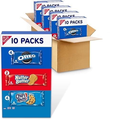 Nabisco Cookies Variety Pack, OREO, Nutter Butter, CHIPS AHOY!, 40 Snack Packs (4 Cookies Per Pack, 4 Boxes) - Image 1