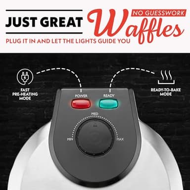 Gourmia Belgian Waffle Maker – Compact Design with Upright Storage, Adjustable Browning, and Easy-Clean Nonstick Ceramic Plates, Stainless Steel - Image 3