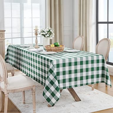 Softalker Gingham Checkered Rectangle Tablecloth - Waterproof Buffalo Plaid Table Cloth Stain Resistant Washable Table Cover for Picnic/Camping/Outdoor - Hunter Green, 54 x 108 Inch - Image 6