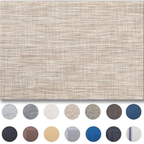 Placemats Set of 4 - Easy Clean Woven Vinyl Placemats for Dining Table, Indoor/Outdoor Place Mats, Washable PVC Table Mats(Caramel) - Image 1