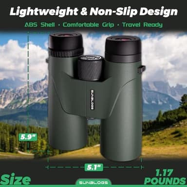 Binoculars for Adults High Powered, 12x42 HD Super Bright BAK4 Prism Waterproof Binoculars with Low Light Vision for Bird Watching Hiking Hunting Outdoor Travel Road Trip Stargazing Cruise (Green) - Image 6