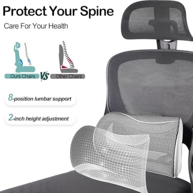 Estevo Ergonomic Office Chair with Tilt-Lock, Home Office Desk Chair with Auto Lumbar Support, High Back Mesh Desk Chair with Adjustable Headrest, Swivel Task Chair or Study Room Bedroom,Black - Image 4