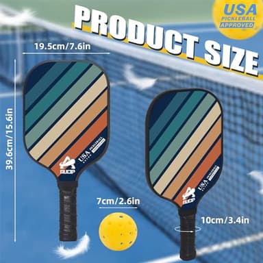 USAPA Approved Pickleball Paddle Set - 2 Pack of PP Honeycomb Core Fiberglass Surface Paddles, Lightweight Pickleball Kit with Breathable Handle, Includes 2 Paddles, 4 Balls, 2 Tapes, and 1 Bag - Image 6
