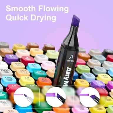 AnyMark Alcohol Markers, 80 Colors Dual Tip Art Coloring Markers Set for Kids Adult Book Drawing Sketching Painting, Chisel & Fine, Black Penholder - Image 3