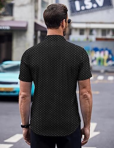 COOFANDY Men's Business Dress Shirt Short Sleeve Button Down Shirt Casual Stylish Shirts Black - Image 4