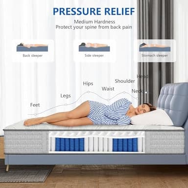 California King Mattress, 12 Inch Hybrid Gel Memory Foam Mattresses with Pocket Springs, California King Size Mattress in a Box, Medium Firm, Pressure Relief, Upgraded Support, CertiPUR-US - Image 6