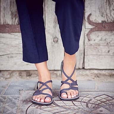 Plaka Palm Leaf Flat Summer Sandals for Women | Perfect for the Beach Walking & Dressy Occasions | Anchor Gray | Size 9 - Image 4