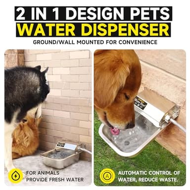 PETIMI Automatic Water Dispenser for Dogs, 101oz Outdoor Dog Water Bowl, 304 Stainless Steel Water Feeder for Small to Large Pets, Large Livestock Waterer, Anti-Tipping, Water Auto-Fill, Easy to Clean - Image 3