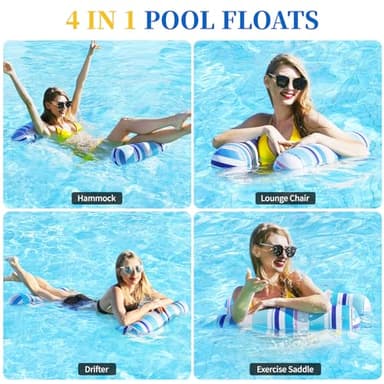 Pool Floats Adult - 2 Pack Inflatable Pool Floats Hammock, Multi-Purpose 4-in-1Pool Floats for Adults, Swimming Pool Water Hammock Lounge - Image 2