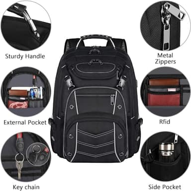 VECKUSON 18.4 Laptop Backpack for unisex, 60L Extra Large Gaming Laptops Back Bag with USB Charger Port,TSA Friendly Flight Approved and RFID Anti-Theft Pocket Heavy-duty Pack,21.3*15.7*11.8inch Grey - Image 4