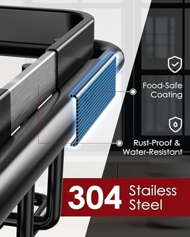 Sakugi Dish Drying Rack in Sink - Expandable Stainless Steel Dish Rack Over The Sink, Kitchen Sink Drain Strainer with Cutlery Holder & Cup Holders, 15.4 x 9.8 x 3.0 Inch, Black - Image 4
