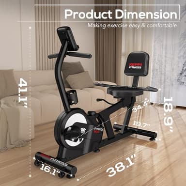KeppiFitness Recumbent Exercise Bike, Recumbent Bike for Adults with Magnetic Resistance, Exercise Bike for Home 380LB Capacity, Cardio Stationary Bikes for Seniors with Pulse Sensor - Image 7