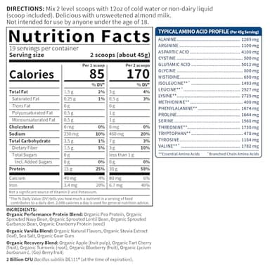 Garden of Life Organic Vegan Protein Powder with Probiotics, BCAAs, NSF Certified, Gluten Free & Sport, Non GMO, Sport Protein Powder, 19 Servings, Vanilla - Image 5