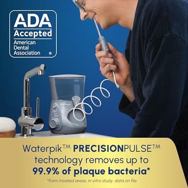 Waterpik Aquarius Water Flosser Professional For Teeth, Gums, Braces, Dental Care, Electric Power With 10 Settings, 7 Tips For Multiple Users And Needs, ADA Accepted, Gray WP-667, Packaging May Vary - Image 3