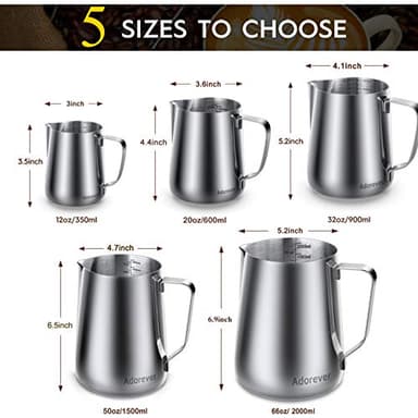 Milk Frothing Pitcher, 50oz Steaming Pitcher Stainless Steel Espresso Machine Accessories for Coffee Bar, Cappuccino Barista Tools Milk Jug Steamer Frother Cup with Decorating Latte Art Pen - Image 3