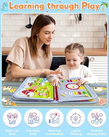 Gojmzo Busy Board Montessori Toys for Toddler Boy Girl Birthday Gifts, Busy Book Sensory Toys for Toddlers, Learning Educational Toddler Travel Activities - Image 5