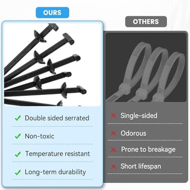 60 Pcs Nylon Universal Cable Tie Buckle - New Multifunctional Nylon Zip Ties Double Sided Buckle & Button Design Plastic Cable Ties Tool Fasteners Car Body UV Resistant Zipties for Car Daily Repair - Image 5