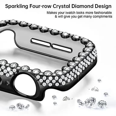Bling Bumper Case Compatible with Apple Watch Series 3/2/1 38mm, Diamond Protective Face Cover for Women, Hard PC Frame for iWatch 38mm - Image 3