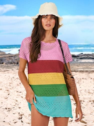 ANRABESS Swimsuit Cover Up for Women 2025 Crochet Bathing Suit Swimwear Mesh Knit Beach Dress Summer Vacation Outfit Clothes X-Large - Image 6