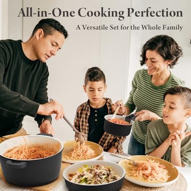 Bazova 23-Piece Removable Handle Pots and Pans Set Non Stick, Ceramic Cookware Set with Mini Egg Pan, Large Capacity, Non-Toxic, Induction & Oven Safe, Dishwasher Safe, RV Compatible, Black & White - Image 6
