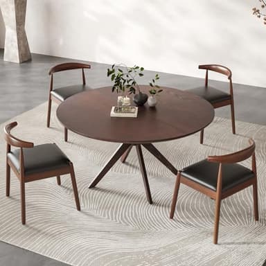 Soohow 47.2" Solid Wood Round Dining Kitchen Table for 4-6 People with Intersecting Pedestal Base - Image 7
