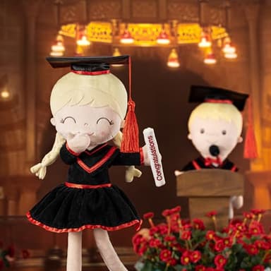 Gloveleya Baby Girl Gifts Graduation Plush Girls Dolls Congratulation Gift for Kindergarten Black 16 inch - Image 7