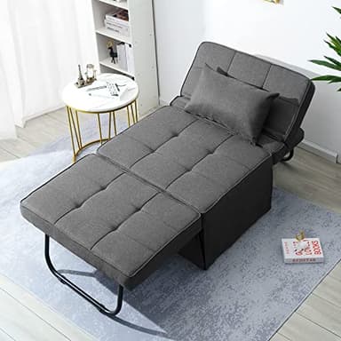 BIGSYY Sofa Bed, 4 in 1 Multi-Function Folding Ottoman Breathable Linen Couch Bed with Adjustable Backrest Modern Convertible Chair for Living Room Apartment Office, Dark Grey - Image 7