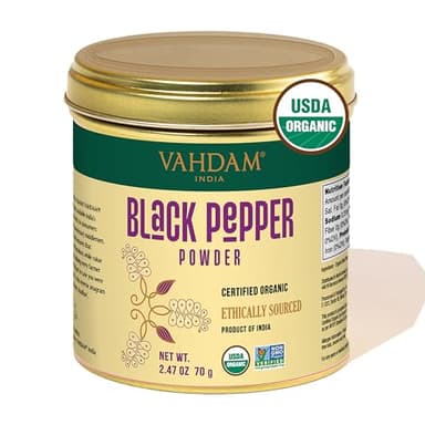 VAHDAM, Organic Black Pepper Powder (2.47oz) Gluten Free & 100% Raw Ground Black Pepper | Ground Peppercorns from India | Perfect for Cooking | Direct from Source - Image 1