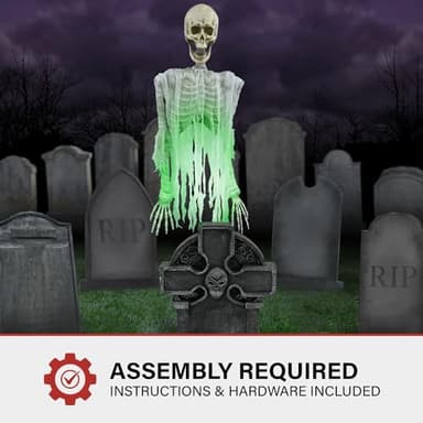 Haunted Hill Farm Motion Activated Floating Skeleton Ghost Over Tombstone by Tekky, Battery Operated Halloween Animatronic for Indoor or Covered Outdoor Creepy Halloween Decorations, Halloween Props - Image 7