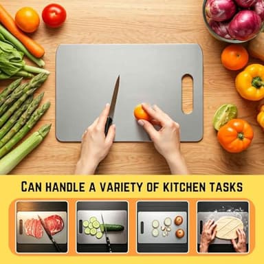Titanium Cutting Board, 100% Pure Titanium Cutting Boards for Kitchen – Non Stick, Food-Grade, Hygiene & Durability Chopping Mat, Double Sided Chopping Board, Dishwasher Safe (15 x 11 Inch) - Image 3