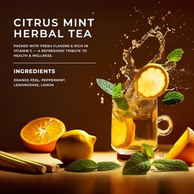 Gya Tea Co Citrus Mint Loose Leaf Tea - 5.29 Oz 70 Cups Herbal Rich in Peppermint, Vitamin C Lemon, Orange Peel for Immunity & Throat Comfort - Peppermint Fruit Leaves Loose Leaf - Image 3