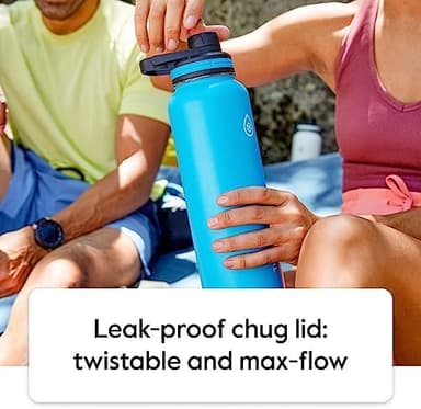 ThermoFlask 40 oz Double Wall Vacuum Insulated Stainless Steel Water Bottle - Reusable with Leakproof Chug & Straw Lids - Keeps Drinks Cold 24 hr/Hot 12 hr - Easy Maintenance - Gym/On-the-Go, Plum - Image 6