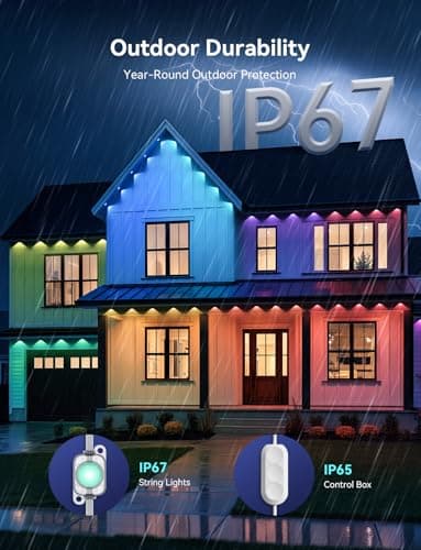Permanent Outdoor Lights for House, RGB+IC IP67 Waterproof Smart Eave Lights 200ft with 100 LED, Eternity Lighting for Holiday Daily Decor, Work with Remote, APP - Image 7