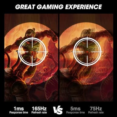 KOORUI Gaming Monitor, QHD 24" Nano IPS Display, 1440P 165Hz Computer Monitor, 1ms 2K PC Screen, 100% sRGB, Adaptive Sync, Height/Tilt/Pivot Adjustment, HDMI, DisplayPort, GP01 - Image 5