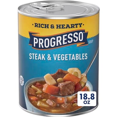 Progresso Rich & Hearty, Steak & Vegetables Canned Soup, Gluten Free, 18.8 oz. - Image 1