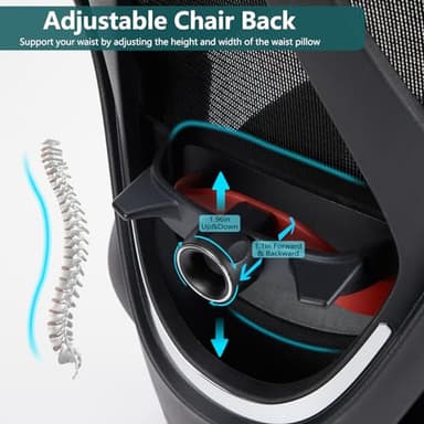 Home Office Desk Chair, Ergonomic Rolling Work Swivel High Back 135°Tilt Function Big and Tall Computer with Wheels, 2D Armrest Adjustable Lumbar Support & Headres, Modern Black - Image 4