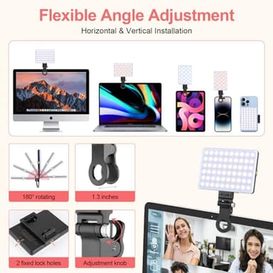 XINBAOHONG Rechargeable Clip Fill Video Conference Light, Selfie Light for Phone Android Camera iPad Laptop LED Phone for Makeup TikTok Selfie Vlog - Image 3