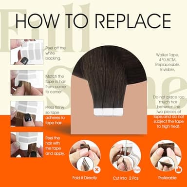 Full Shine Tape in Hair Extensions Human Hair Darkest Brown 24 Inch Seamless Tape in Extensions Brazilian Remy Hair Skin Weft Hair 20 Pieces 50 Grams Color 2 Glue Human Hair Extensions for Wedding - Image 9