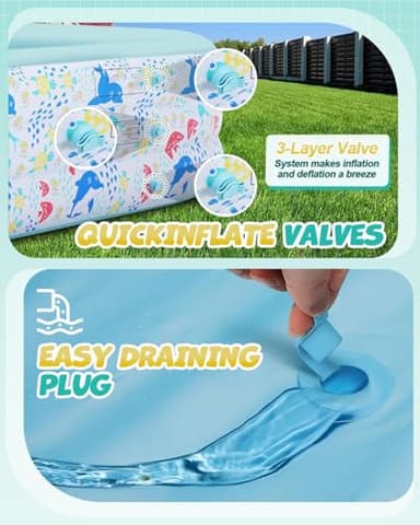 Inflatable Pool for Kids and Adults, Large Blow up Swimming Pool (118" L x71 W x 23.5" H), Unicorn Pool for Kids with Sprinkler, Thicken Oversized Pools for Whole Family Party Backyard Garden Outdoor - Image 6