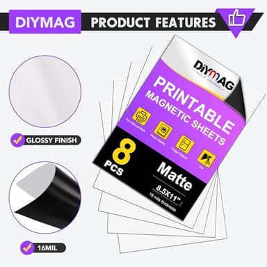 DIYMAG Printable Magnetic Sheets, 8Pcs 8.5 x 11 Inch Flexible Magnet Sheets Matte Non Adhesive Magnetic Paper for Inkjet Printer Photo DIY Crafts - Image 3